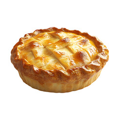 Fluffy 3D Cartoon Pie with Cheese Filling Isolated on Transparent Background