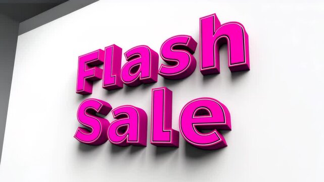 Bright pink flash sale sign promoting limited time deals on various products at local stores