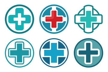 set of medical health care and medical report icon. Flat Vector art illustration with hospital health care Logo concept.