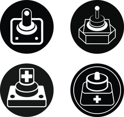 Emergency Switch or Button Silhouette Vector Icon Set