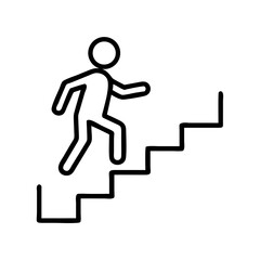 Line art person climbing stairs illustration