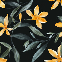 Fototapeta premium Flowers watercolor seamless pattern. Design for cover, fabric, textile, wrapping paper 