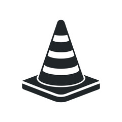 traffic cone vector illustration. Minimalist Traffic Cone Icon in Black with Stripes, Abstract Vector Illustration for Road Safety