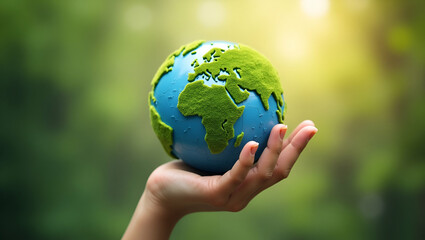 Hand Holding Green Globe: Symbol of ESG Sustainability & Ecology