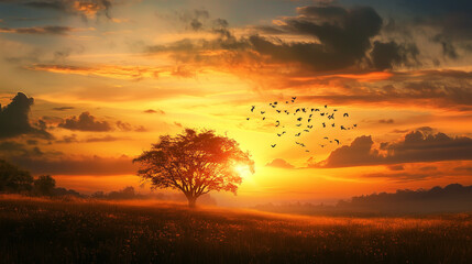 Fototapeta premium Sunset in the forest