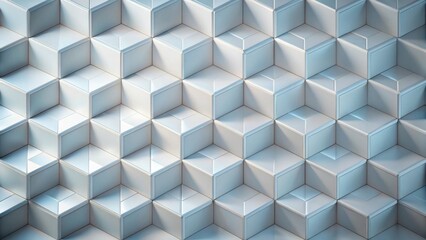 Fototapeta premium Abstract White Cubic Pattern A Seamless Geometric Design of Interlocking Cubes Creating a Modern and Elegant Visual Texture