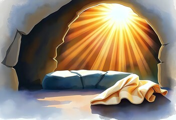 Resurrection Light Tomb Empty Stone Cloth Hope Glory Revelation