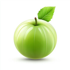 3D Amla Fruit Icon, Isolated Design.