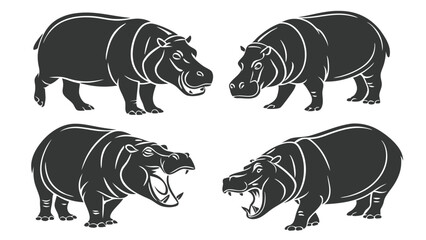 Set of hippopotamus