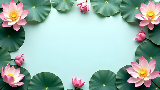 Lotus Flower & Meditation Pose Frame for World Mental Health Day - Powered by Adobe