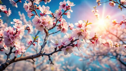 Obraz premium Radiant Spring Blossoms Basking in Sunlight's Embrace A Delicate Display of Nature's Beauty