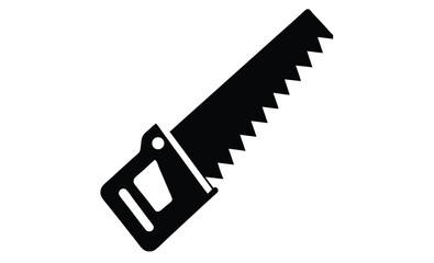 Two handed saw side view silhouette, Two-handed saw icon, Black silhouette, Horizontal side view, Vector simple flat graphic illustration, The isolated object on a white background