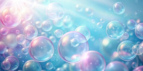 Ethereal Bubbles Floating in a Dreamlike, Light-Filled Atmosphere with Pastel Hues and Sparkling Shimmer