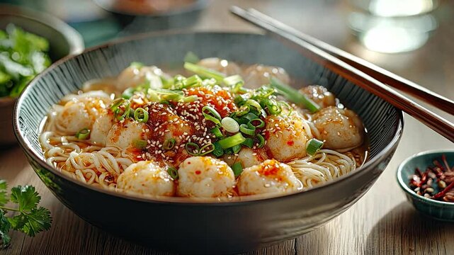fishball noodles with spicy sambal video singapore cuisine