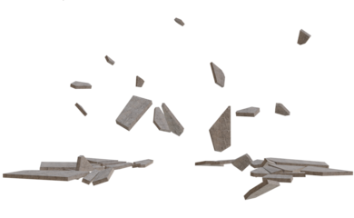 Exploding stone pavement debris