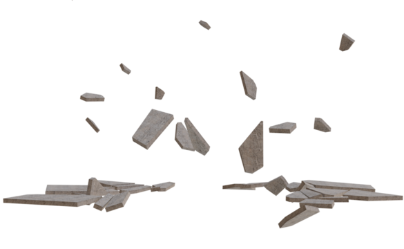 Exploding stone pavement debris