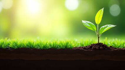 Tree Sapling and Soil Layers Border Frame with Copy Space for World Environment Day Tree Planting Campaigns - Perfect for Eco-Friendly Photo Stock Concepts