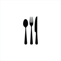 Vector logo cutlery, spoon fork knife icon, restaurant dining symbol, kitchen utensil vector logo on white background, food service emblem, minimalist cutlery design


