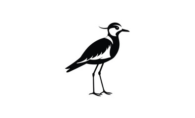 Lapwing bird side view silhouette, Lapwing silhouette vector illustration 