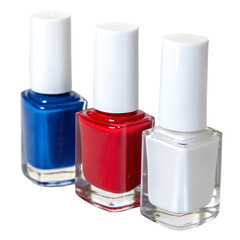 Obraz premium 3 different colors nail polish isolated on transparent background