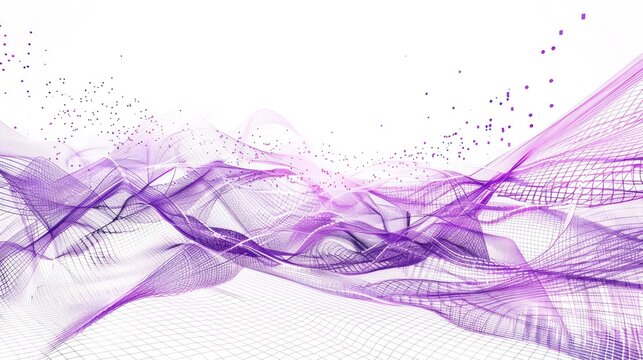 A purple and white background with a lot of lines and dots