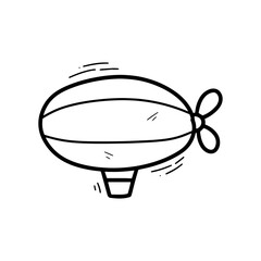 Hand Drawn Zeppelin Illustration. Doodle Vector. Isolated on White Background - EPS 10 Vector