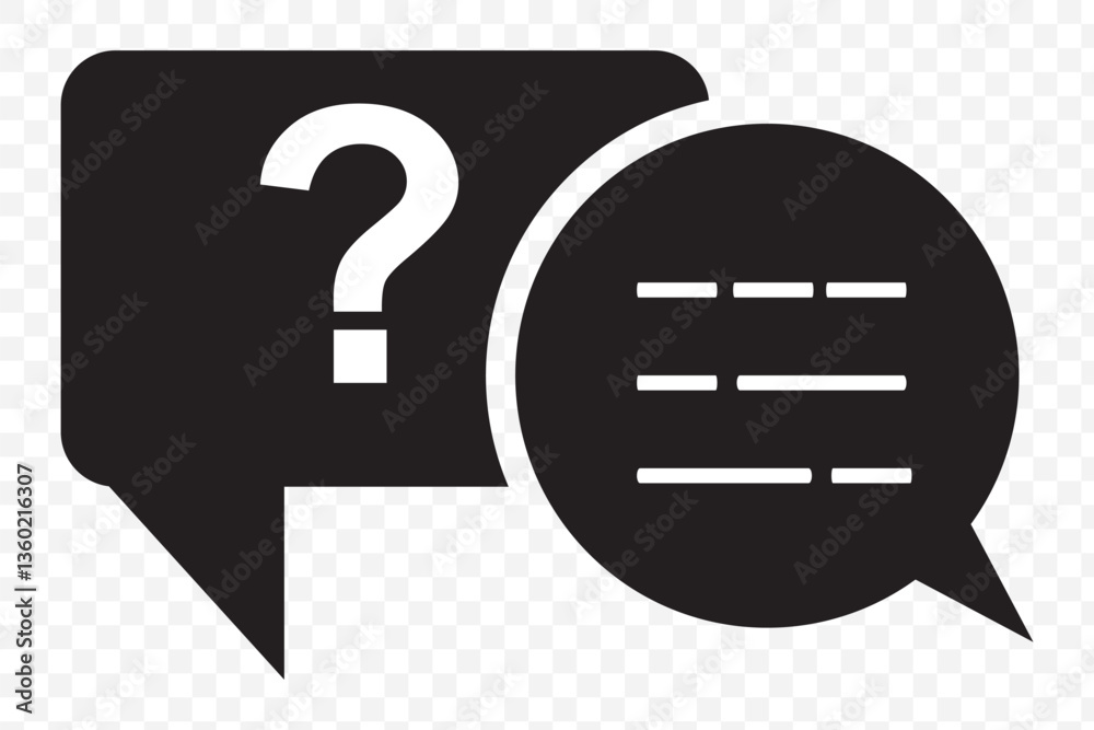 Poster chat question and answer icon set. help peech bubble. frequently asked questions symbols collection.