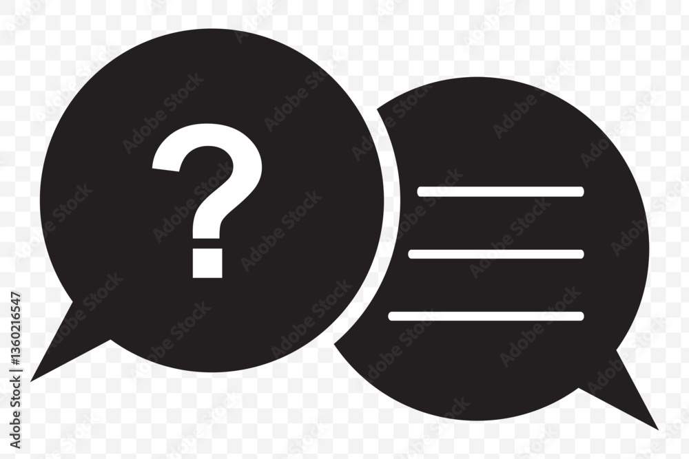 Poster chat question and answer icon set. help peech bubble. frequently asked questions symbols collection.
