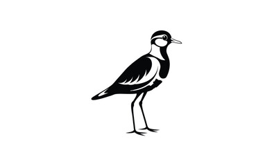 Lapwing bird side view silhouette, Lapwing silhouette vector illustration 