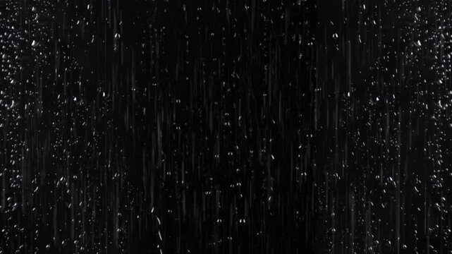 Video of heavy rain falling on black background