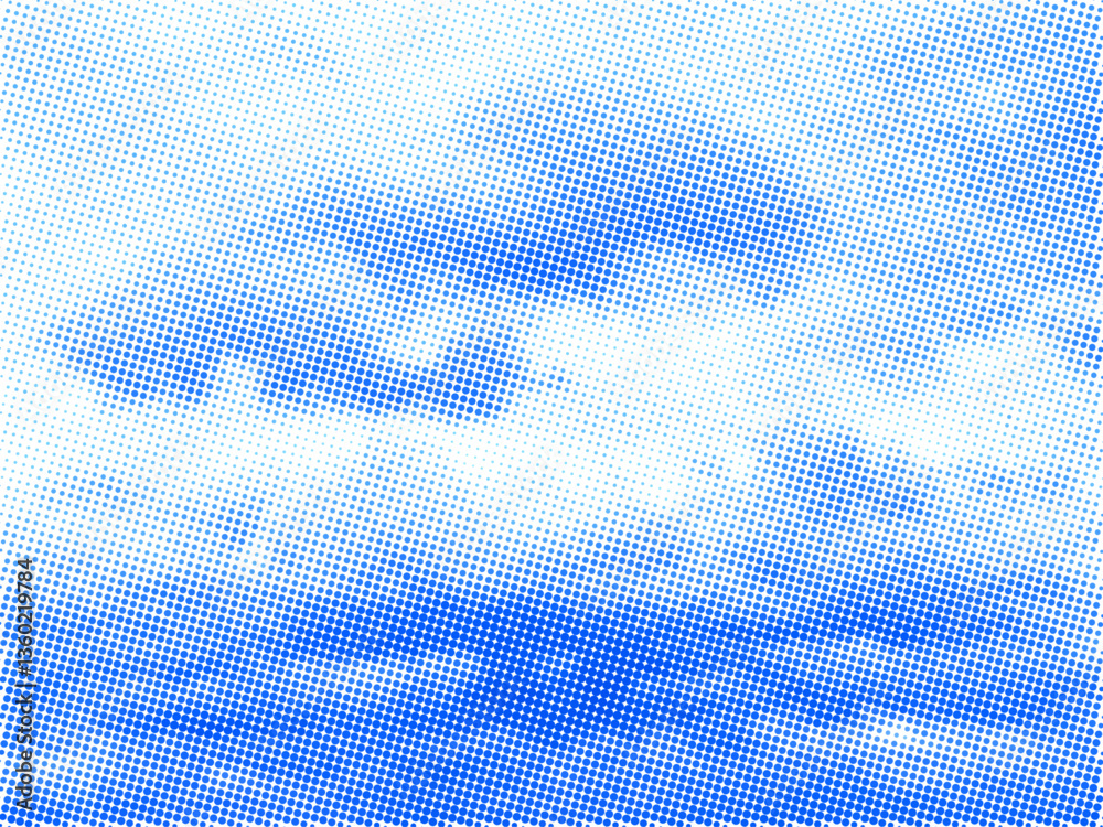 Poster blue sky background with white halftone clouds vector overlay texture.
