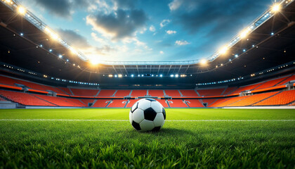 soccer ball on central stadium
