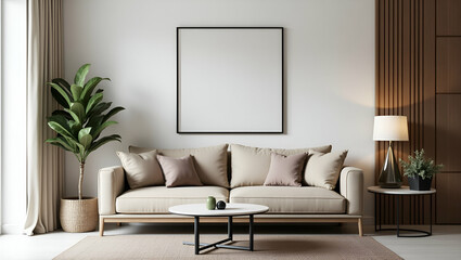 Stylish Sofa Arrangement with Picture Frame for Cozy Living Space