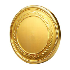 Shiny Gold Coin with Embossed Details. Realistic Gold Coin on Transparent Background. Shiny Gold Coin.