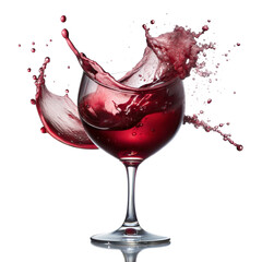 Red wine splash in a glass. Vibrant Red Wine Splash Elegant Glass with Dynamic Flow. Realistic Red Wine Splash.