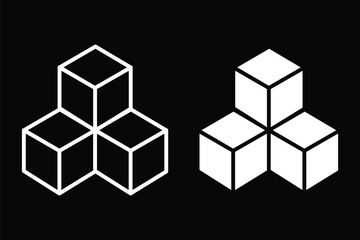 3D cube UI icon, cube simple line user interface vector symbol. cube icon set.