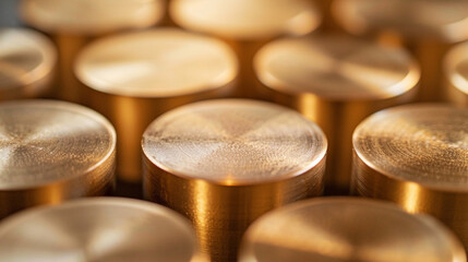 Seamless burnished brushed brass texture with even grain and elegant shine, macro surface for high-end visuals