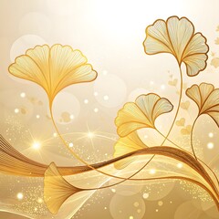  &ndash; Elegant golden ginkgo leaves swirl in a luminous, dreamy background with sparkling light effects.