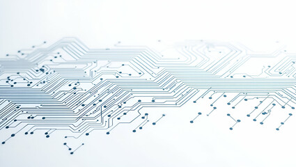 Flat Innovative techno circuits tile pattern merging linear electronic pathways and geometric circuit arrays isolated white balance contemporary digital art concept as Linear electronic pathways conve