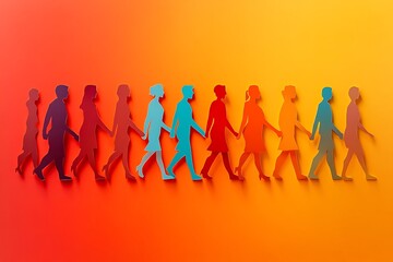 Colorful Paper People Walking Together4