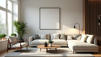 Modern Living Room Setup: Stylish Chairs, Cozy Sofa & Plant Decor
