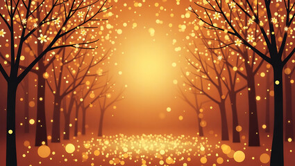 Luxurious Gold Themed Flat Vector Illustration Design Template for Holiday Party & New Year Invitations, Flyers, Posters, and Greeting Cards - Perfect for Celebratory Events!