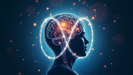 Endless Ideas for World Philosophy Day: Brain and Infinity Symbol Border Frame with Copy Space