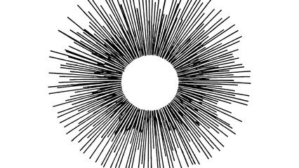 Obraz premium Vector abstract illustration of a sunburst featuring clean, lengthy rays, representing clarity, energy, and focus in a simplistic and modern artistic style.