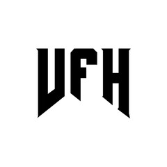 VFH letter logo design for technology company. VFH logo design black and white color combination. VFH logo, VFH vector, VFH design, VFH icon, VFH alphabet. VFH typography logo design.