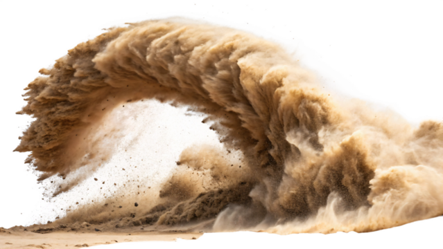 Dust, sand, soil, smoke, and cloud particles isolated on transparent background. 