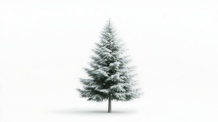 Snowy fir tree isolated white background. Possible use Stock photo