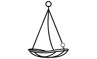 Hanging rope swing front silhouette, Hanging swing on ropes icon, Black silhouette, Front view, Vector simple flat graphic illustration,Isolated object on white background