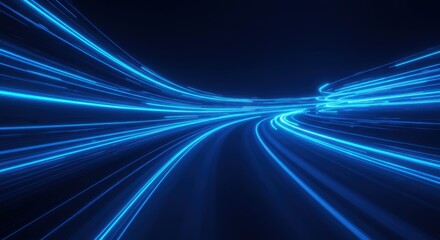 Fast-moving lines of light, technology concept