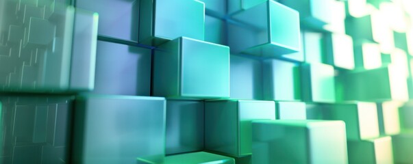 Naklejka premium Abstract backgrounds geometric shapes shades blue structure building green creating stack pattern atmosphere presentation.